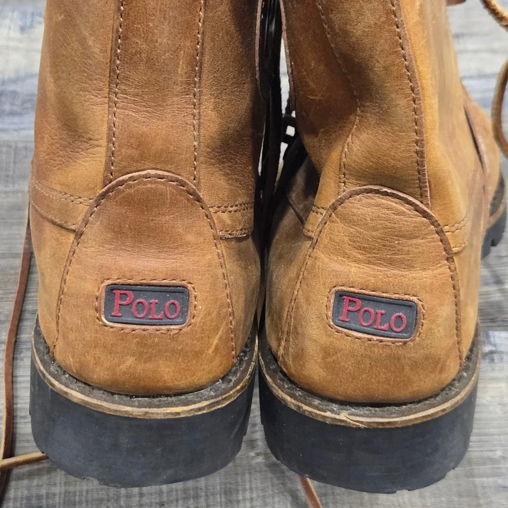 Polo Ralph Lauren Sportsman Ranger Leather Moc Toe Boots Tan 8 Rare Sample 90s